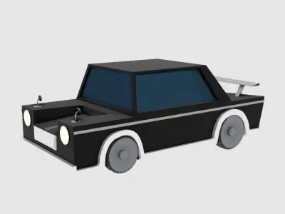 low polly car black car 3D model