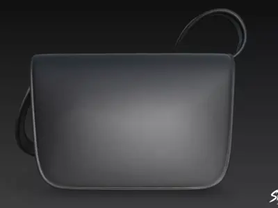 Black Flap Crossbody Bag Low-poly 3D model