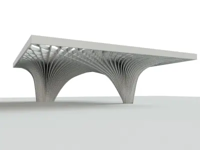 Rectangular spiral  and curve waffle pavilions 3D model