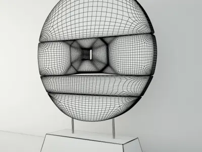 Chinese Wooden Cart Wheel on Stand 3D model