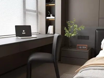 Bedroom interior 18 Low-poly 3D model