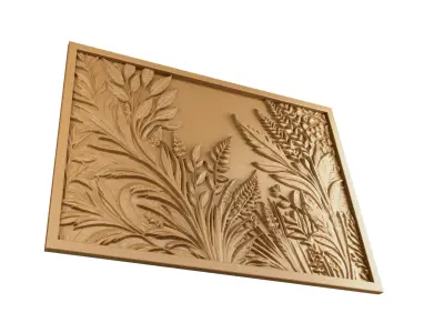 modern panel wall decor set wall relief mural CNC 70 3D model
