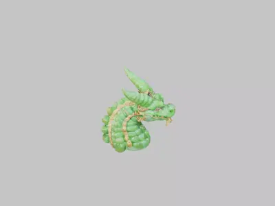 Golden Dragon Head Low-poly 3D model