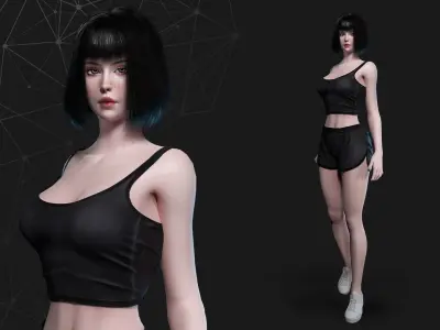 School Girl - Game Ready Low-poly 3D model