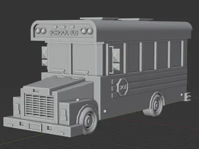 Stylized Yellow School Bus - Low-Poly Game Ready Model Low-poly 3D model