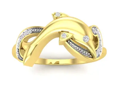AV 716 Diamond Womens Right Hand Dolphin Ring 3D print model