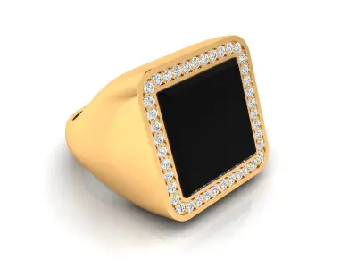 Ring M147 Mens luxury ring with enamel and gems 3D print model