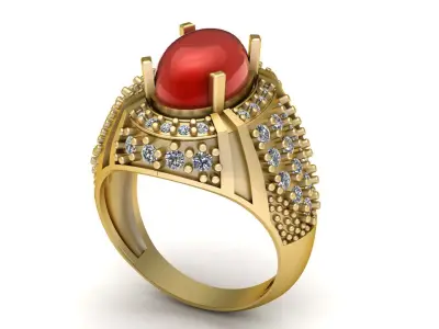 HIP HOP RED RUBY  RING 3D PRINTABLE MODEL  3D print model