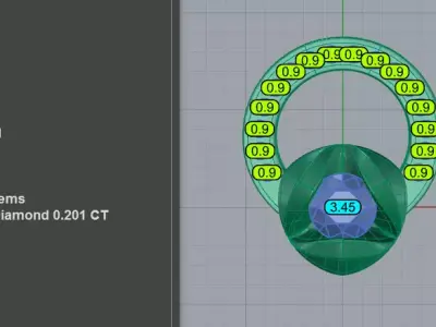 Elegant Diamond Circle Pendant 3D print model