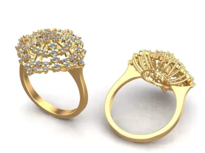 Unique Gold Diamonds Ring 3D print model get