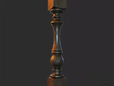 Baluster wooden column 3D model purchase