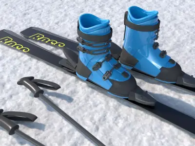 Snowboard and sled models 3D model