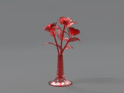  Flower Glass Showpiece Red 3D model