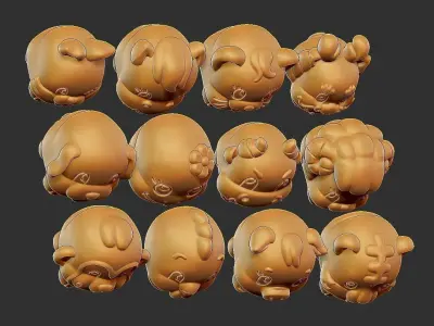 12 cute animals 3D print model