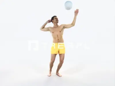 Virtue 04L Beach Serving Sports Man Low-poly 3D model