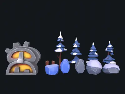 Stylized Pack environment Low-poly 3D model