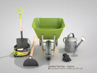 Garden tool set - classic 3D model