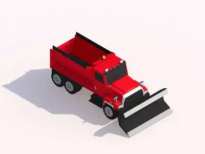 Cartoon Low Poly Snow Truck Vehicle 3D model