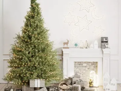 Christmas Tree and Decoration 04 Low-poly 3D model