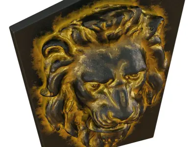 Lion Head Bas-relief 3D model
