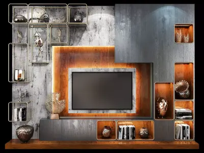 TV Wall Units set 06 3D model