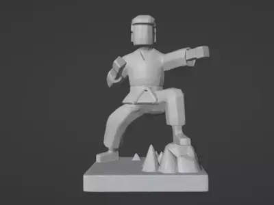lowpoly Karate statue 3D print model