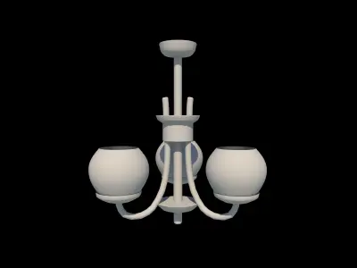 3 bulb  ceiling tight Low-poly 3D model