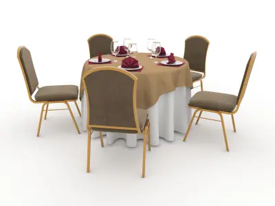 Banquet Table and Chair 10 3D model