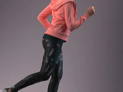 European woman jogging in sportive clothing 3D model
