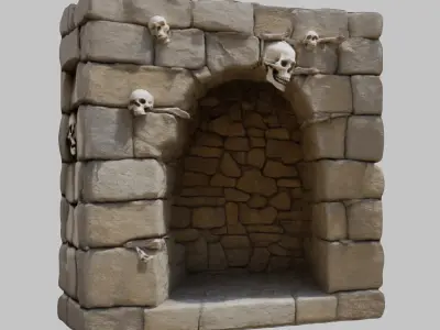 Stone Alcove Skull Low-poly 3D model