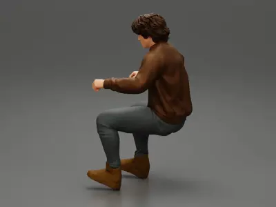 Young Motorbiker man riding pose 3D print model