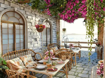 Breakfast Saloon Blender Scene 3D model