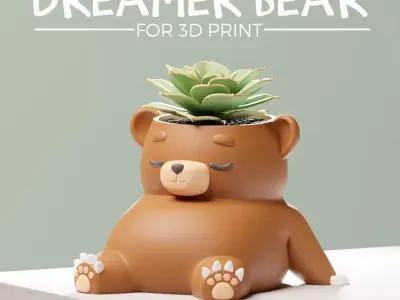 DREAMER BEAR - PLANTER- Plant Pot 3D print model