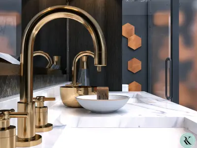 Bathroom with bathtub and shower Free 3D model