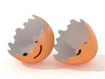 Egg Cracked Emoji N009 Low-poly 3D model