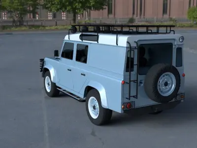 Land Rover Defender 110 Utility Station Wagon w interior HDRI 3D model