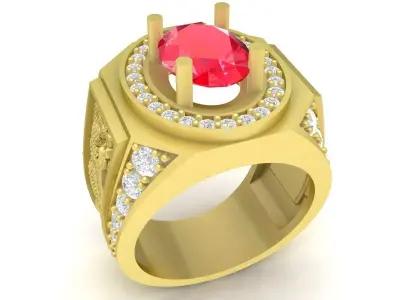 Luxury Dragon Oval Stone Men Ring Jewelry Design 3813 3D print model