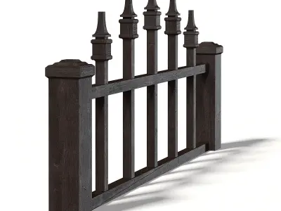 Dark Wooden Fence 3D Model 3D model