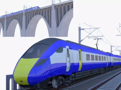 Viaduct with Hitachi Azuma train 3D model