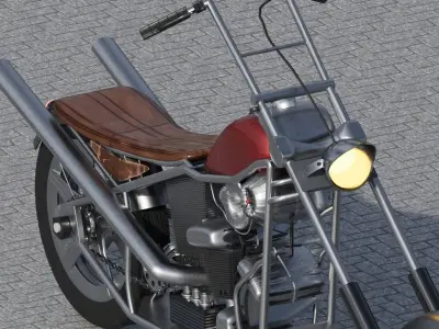 American Motorcycle Low-poly 3D model