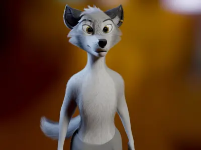 Koda Anthro Wolf Low-poly 3D model