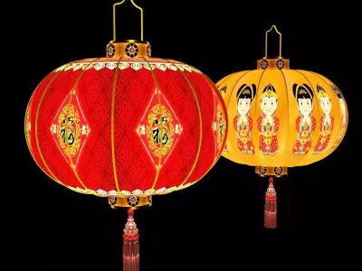 Chinese red lantern  3D model 6