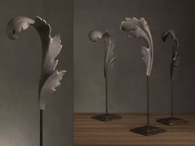 Cast Acanthus Leaves on Stands 3D model