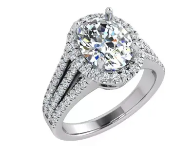 Oval Halo Split Shank Ring 3635 3D print model