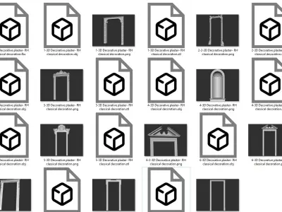 3D Decorative plaster Wall Molding 9 Panels 3D model