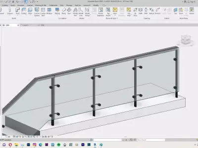 Modern Railing Revit Family 3D model