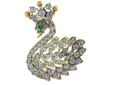 Swan pendant or brooche with style 3D print model