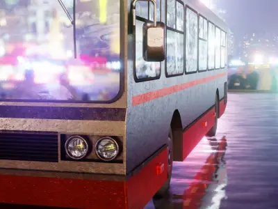 Old Rusty Bus Low-poly 3D model