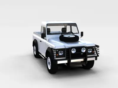 Land Rover Defender 90 Pick Up w interior rev 3D model