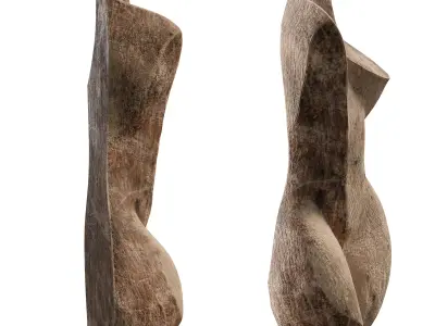 Wall Mounted Wooden Sculpture - Abstract Female Low-poly 3D model
